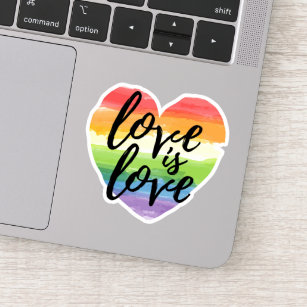 Love is Love   Rainbow Watercolor Heart