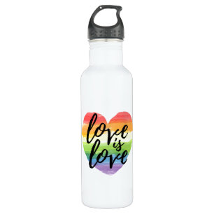 Love is Love Rainbow Watercolor Heart 710 Ml Water Bottle