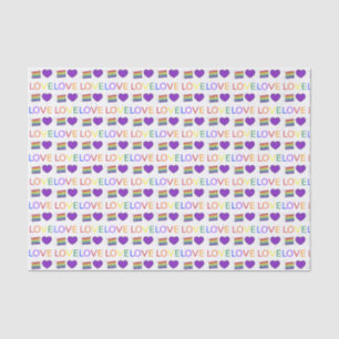 Love is Love Rainbow Wedding Cake Purple Heart Tissue Paper