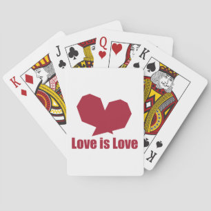 Love is love red heart playing cards