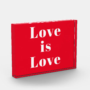 "Love is Love" red white Photo Block