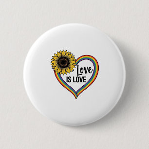 Love Is Love Sunflower Heart Vintage Vector Shirt_ 2 Inch Round Button