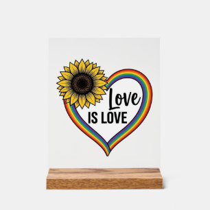 Love Is Love Sunflower Heart Vintage Vector Shirt_ Acrylic Sign