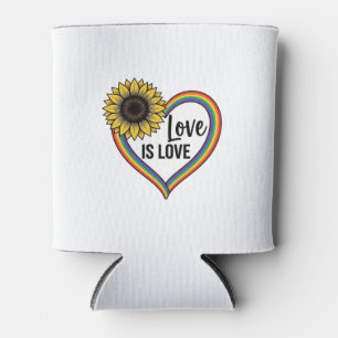 Love Is Love Sunflower Heart Vintage Vector Shirt_ Can Cooler