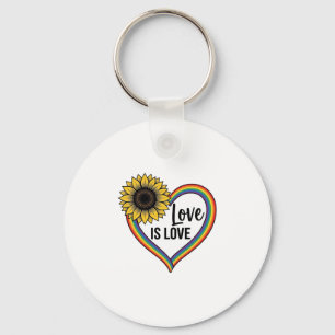 Love Is Love Sunflower Heart Vintage Vector Shirt_ Keychain