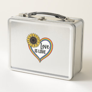 Love Is Love Sunflower Heart Vintage Vector Shirt_ Metal Lunch Box