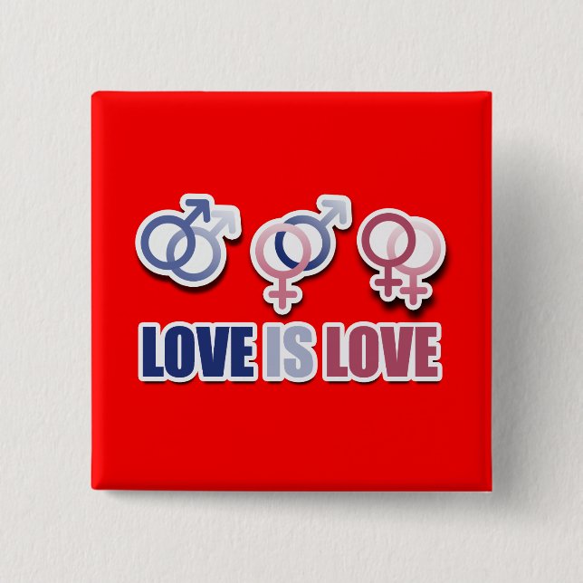 LOVE IS LOVE SYMBOLS -.png 2 Inch Square Button (Front)