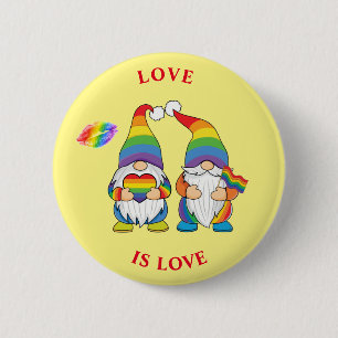 LOVE IS LOVE - Two Rainbow Boy Gnomes Button