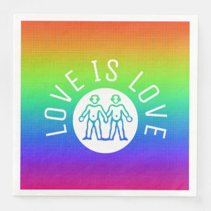 Love is Love Typography Gay Pride LGBT Rainbow Napkin