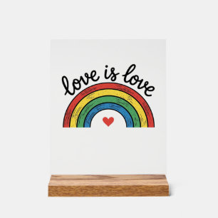 Love Is Love Vintage Rainbow Heart Shirt Design_1 Acrylic Sign