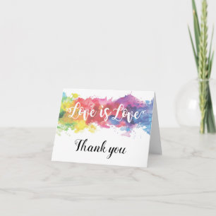 Love is Love watercolor rainbowl thank you note Card