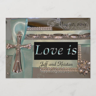 Love is... Mint and Silver Wedding Invitation