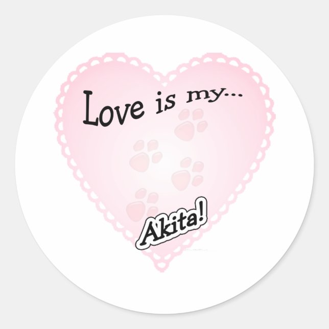 Love is My Akita Sticker (Front)