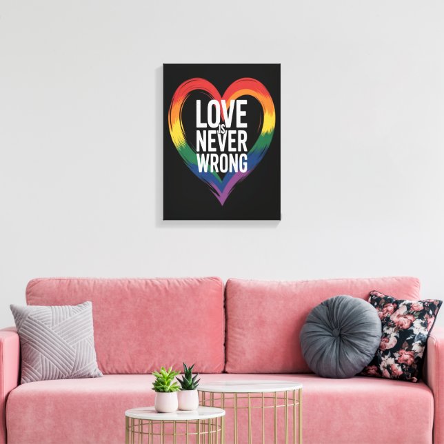 Love is never wrong Pride Month LGBT Canvas Print (Insitu(LivingRoom))