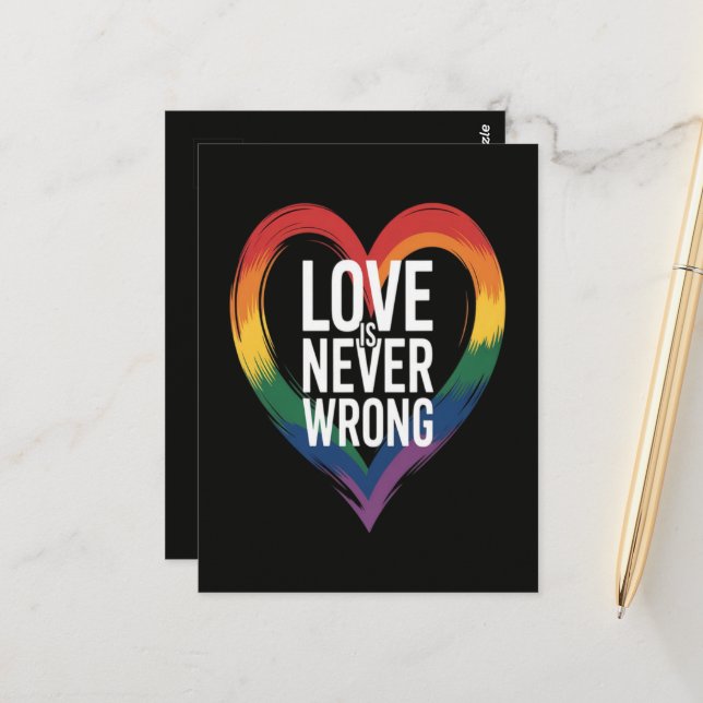 Love is never wrong Pride Month LGBT Postcard (Front/Back In Situ)