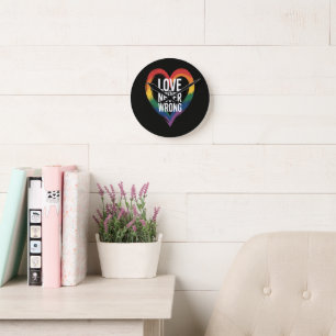 Love is never wrong Pride Month LGBT Round Clock
