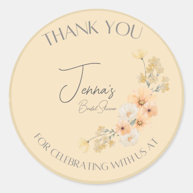 Love is on Bloom Wedding Shower stickers (Front)