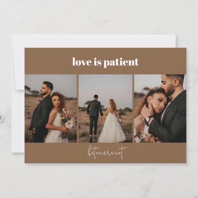 Love is Patient 4 Photo Wedding Elopement Announce Announcement (Front)