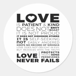 Love Is Patient And Kind Does Not Envy Boast Class Classic Round Sticker