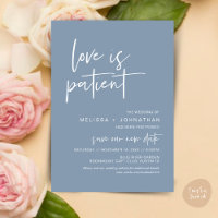 Love is patient, Change Our Wedding New Date