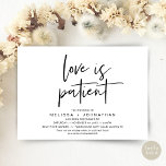 Love is patient, Change Our Wedding New Date Invitation<br><div class="desc">This is the Wedding party invitation Rescheduled (postponed / postponement) card (Love is patient),  change the date card,  in the modern minimal romantic simple clean design black and white theme. It is the perfect way to make the event reschedule announcement to your friends and family.</div>