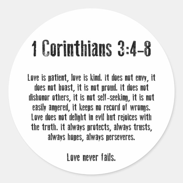 Love is Patient Classic Round Sticker (Front)