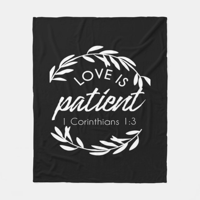 Love Is Patient Corinthians Scripture Minimal Desi Fleece Blanket (Front)