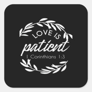 Love Is Patient Corinthians Scripture Minimal Desi Square Sticker
