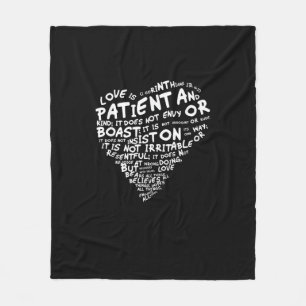 Love Is Patient Corinthians White Heart Clean Styl Fleece Blanket