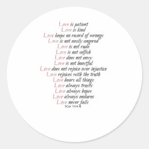 Love Is Patient Elegant Style  Classic Round Sticker