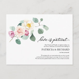 Love Is Patient Eucalyptus Wedding Postponement Po Postcard