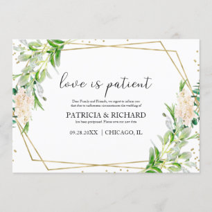 Love Is Patient Greenery Wedding New Date Invitation