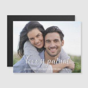 Love is Patient Handwriting White Photo Magnetic Invitation