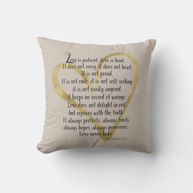 Love is Patient Heart Throw Pillow (Front)