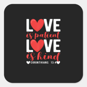 Love Is Patient Kind Funny Christian Heart Valenti Square Sticker