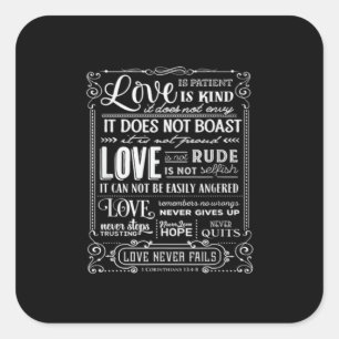 Love Is Patient Kind Love Never Fails Valentine De Square Sticker