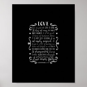 Love Is Patient Love Is Kind Christian Quote Heart Poster