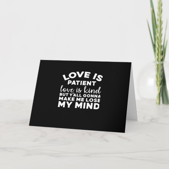 Love Is Patient Love Is Kind Funny Christian Weddi Card (Front)