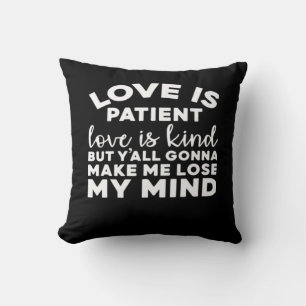 Love Is Patient Love Is Kind Funny Christian Weddi Throw Pillow