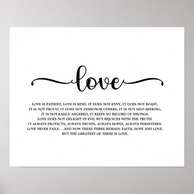 Love is Patient, Love is kind, Love,  Bible verse Poster (Front)