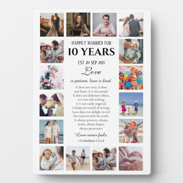 Love Is Patient Milestone Anniversary Photo Plaque (Front)