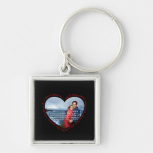 Love is Patient Photo Heart Black & Red Keychain