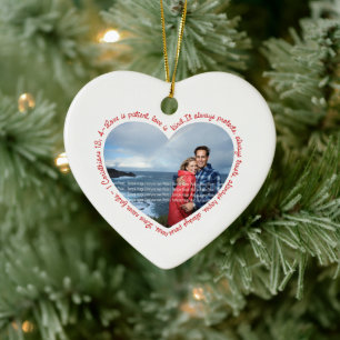 Love is Patient Photo Heart White & Red Ceramic Ornament