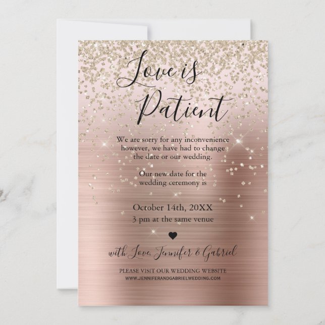 Love is Patient Postponed Wedding Announcement (Back)
