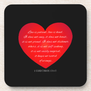 Love is Patient Quote Valentine   Coaster