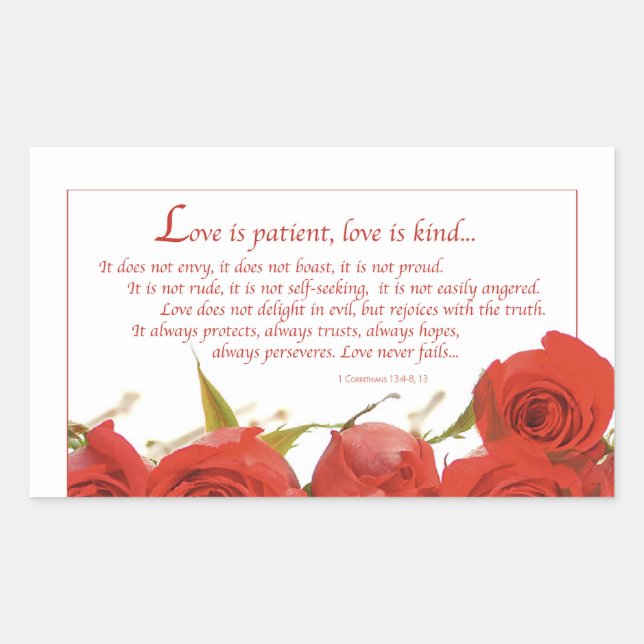 Love is Patient Red Rose Sticker (Front)