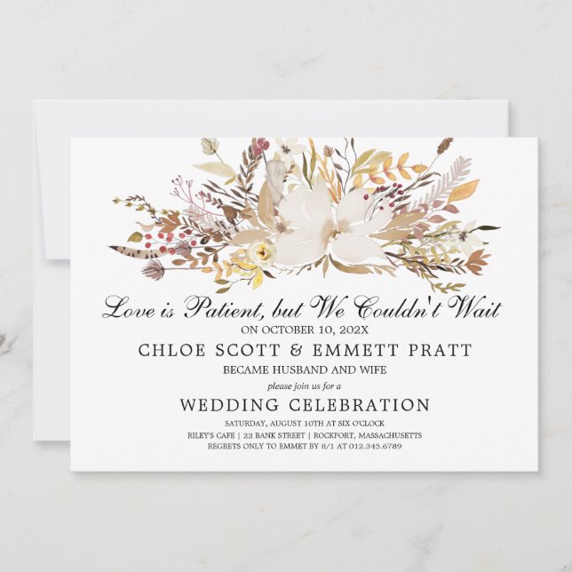 Love is Patient Wedding Announcement Invitation (Front)