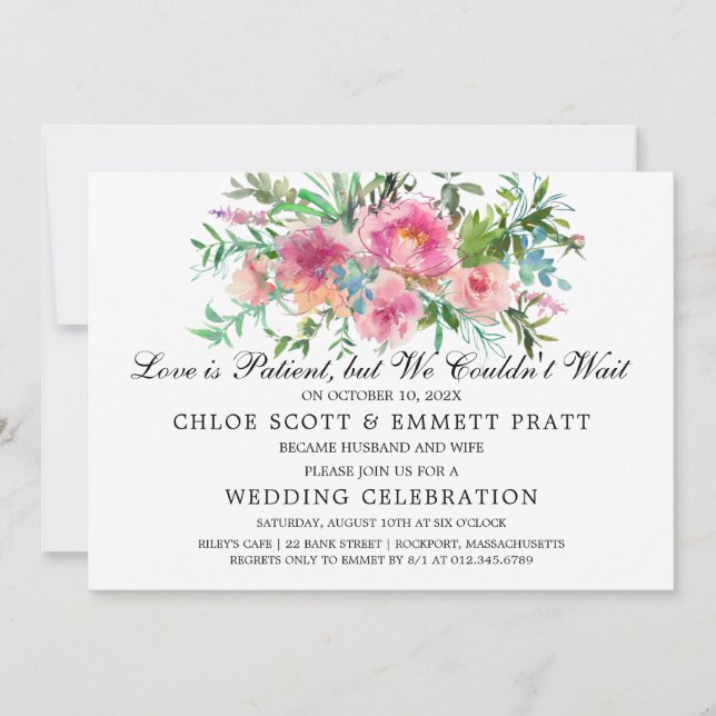 Love is Patient Wedding Announcement Invitation (Front)