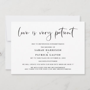 Love is Patient Wedding Postponement Elegant Announcement