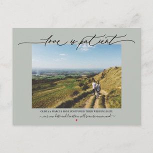 Love is Patient Wedding Postponement Sage Postcard
